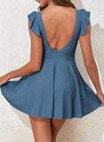 Emoswimsuit - Women's One Piece Swimsuit Ruffle Cutout Swimdress Tummy Control V Neck Wrap Swimwear