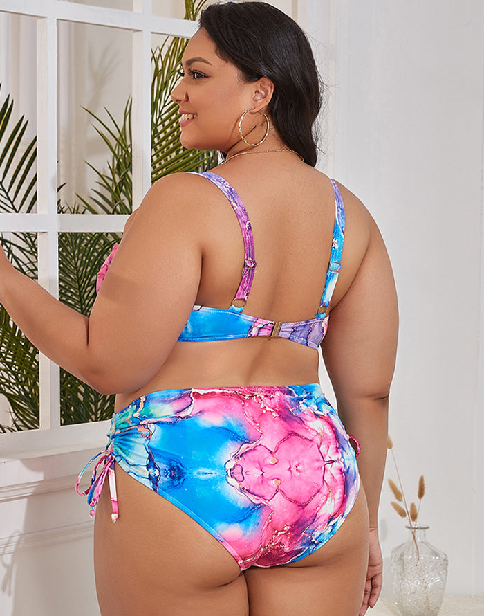 Colorful Print Plus Size Bikini