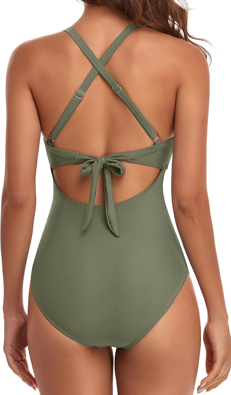 Emoswimsuit - Women's One Piece Swimsuits Tummy Control Cutout High Waisted Bathing Suit Wrap Tie Back