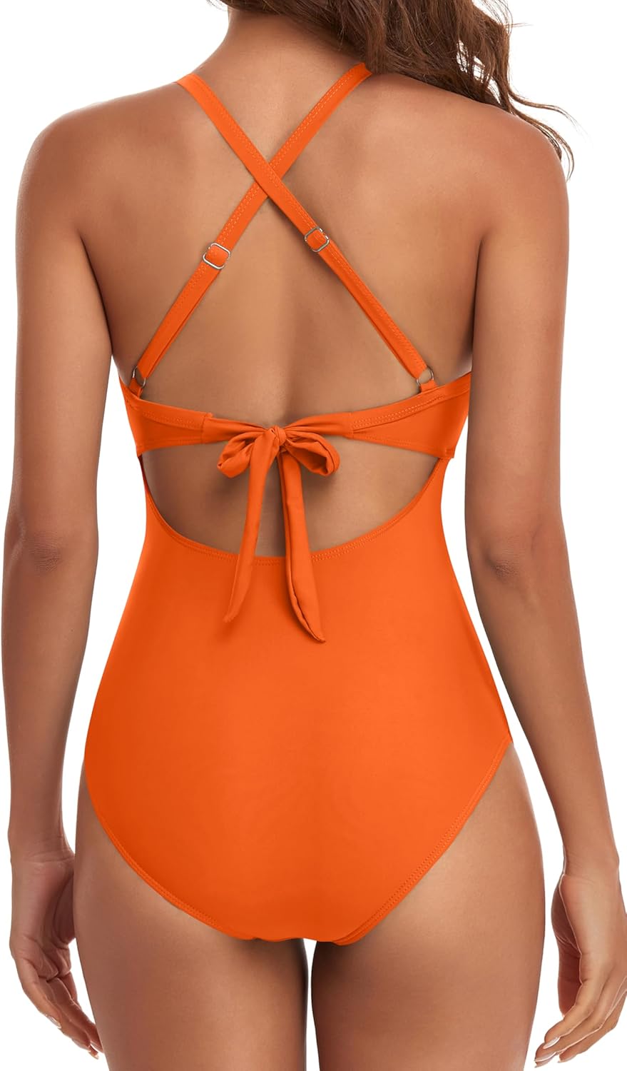 Emoswimsuit - Women's One Piece Swimsuits Tummy Control Cutout High Waisted Bathing Suit Wrap Tie Back