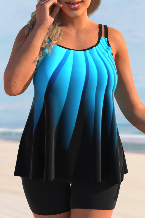 Emoswimsuit - Plus Size Blue Ombre Tankini Set