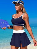 Emoswim - Womens High Waisted Bikini Sets Swim Skirt Two Piece Swim Suit
