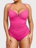 Emoswim - Womens Swimsuits Tummy Control Bathing Suit Slimming One Piece U-Ring Shapewear Swimwear