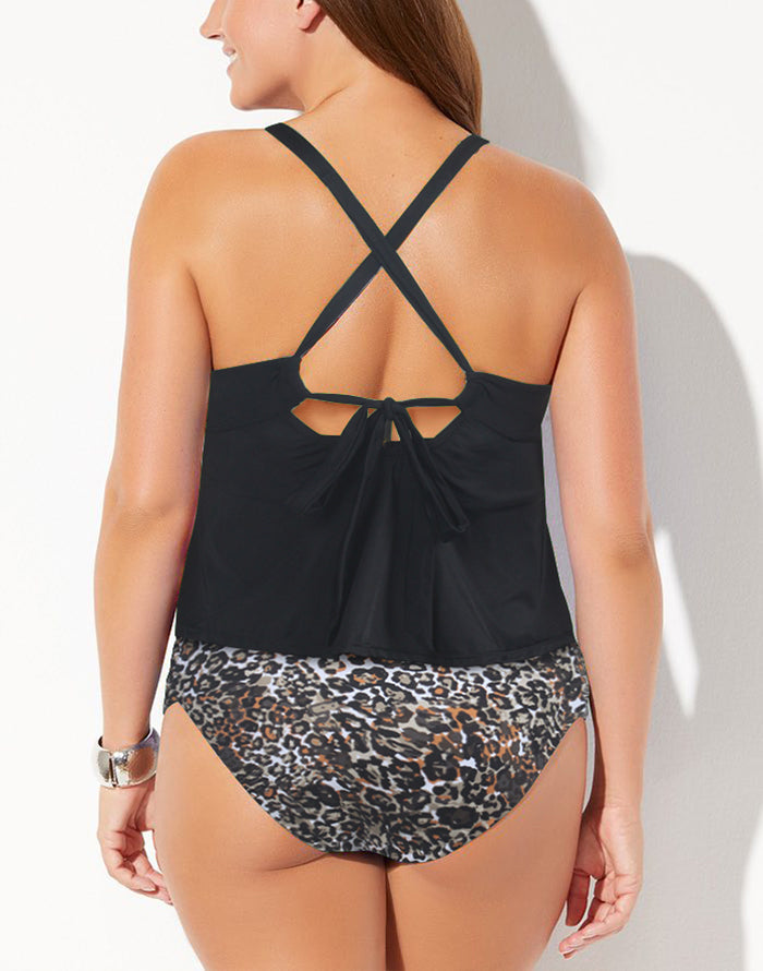 Emoswimsuit - Black Scarf X-Back Tankini Set