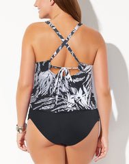 Emoswimsuit - Leaves Scarf X-Back Tankini Set