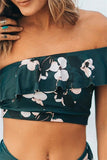 Emoswimsuit - One Shoulder Green Wave Crop Orchid Bikini Set
