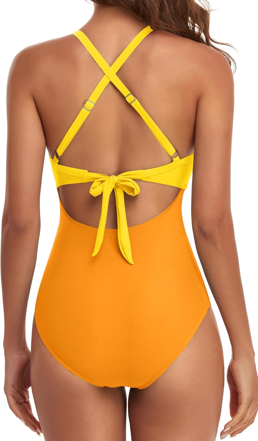 Emoswimsuit - Women's One Piece Swimsuits Tummy Control Cutout High Waisted Bathing Suit Wrap Tie Back