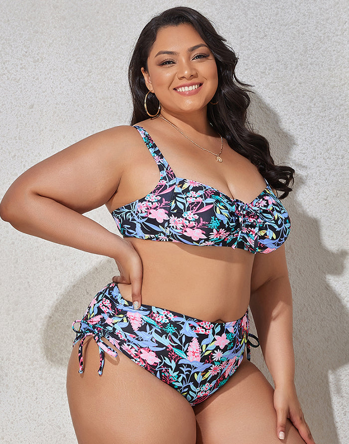 Colorful Print Plus Size Bikini