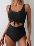 Emoswimsuit - Women's One Piece Swimsuit Tummy Control Slimming Bathing Suit Cutout Tie Knot Swimwear
