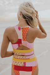 Emoswimsuit - Colorful Cutout Back Sporty Bikini Set