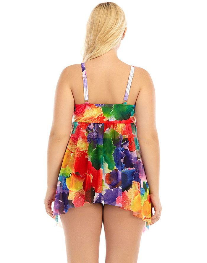 Multicolored tulle Plus Size Swimdress