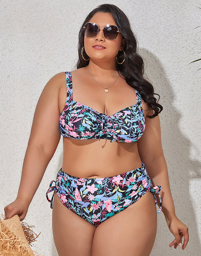 Colorful Print Plus Size Bikini