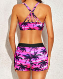 Emoswim - Women's 3 Piece Scoop Neck Criss Cross Tankini Swimsuits
