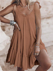 Emoswimsuit - Casual Fringe Sleeveless Mini Dress