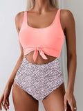 Emoswimsuit - Women's One Piece Swimsuit Tummy Control Slimming Bathing Suit Cutout Tie Knot Swimwear