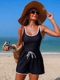 Emoswim - Women's Modest One Piece Swimsuit Shorts Loose Fit Sport Bathing Suit