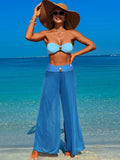 Emoswim - Womens Sexy Swimsuit 3 Piece Bikini Set Beach Cover Up Mesh Pants Sexy Tube Tops Triangle