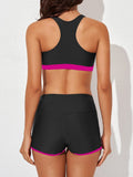 Emoswim - Womens Athletic 3 Piece Tankini Swimsuits with Shorts Swim Tank Tops