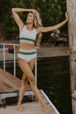 Emoswims - Olive Drab Colorblock Cut Back Bikini Set