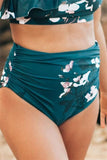 Emoswimsuit - One Shoulder Green Wave Crop Orchid Bikini Set