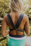 Emoswimsuit - High Waist V-Neck Black Rocky Point Bikini Set