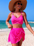 Emoswim - Women's High Waisted Bikini Set Gold Metal Two Piece Swimsuits Tummy Control Tie Knot 2026 Bathing Suits