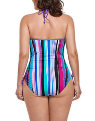 Emoswimsuit - Technicolor V-neck Halter One Piece Swimsuit