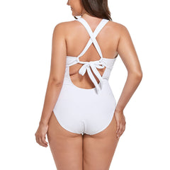 Emoswimsuit - White Lace Up One Piece Swimsuit