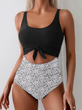 Emoswimsuit - Women's One Piece Swimsuit Tummy Control Slimming Bathing Suit Cutout Tie Knot Swimwear
