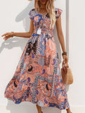 Resort-style midi dress with paisley floral print_CWDMD02043