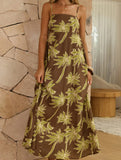 Palm Print High Waist Maxi Dress_CWDMD02796