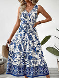 V Neck Print Sleeveless Maxi Dress_CWDMD02827
