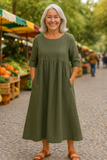 Anora| Flattering Cotton Pocket Dress