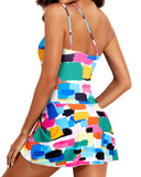 Emoswimsuit - Women One Piece Swim Dress One Shoulder Swimsuit with Skirt