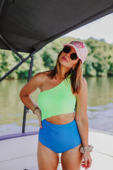 Emoswimsuit - London Cut Out One Piece In Neon Green
