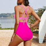 Emoswimsuit - Women's One Piece Swimsuits Tummy Control Cutout High Waisted Bathing Suit Wrap Tie Back