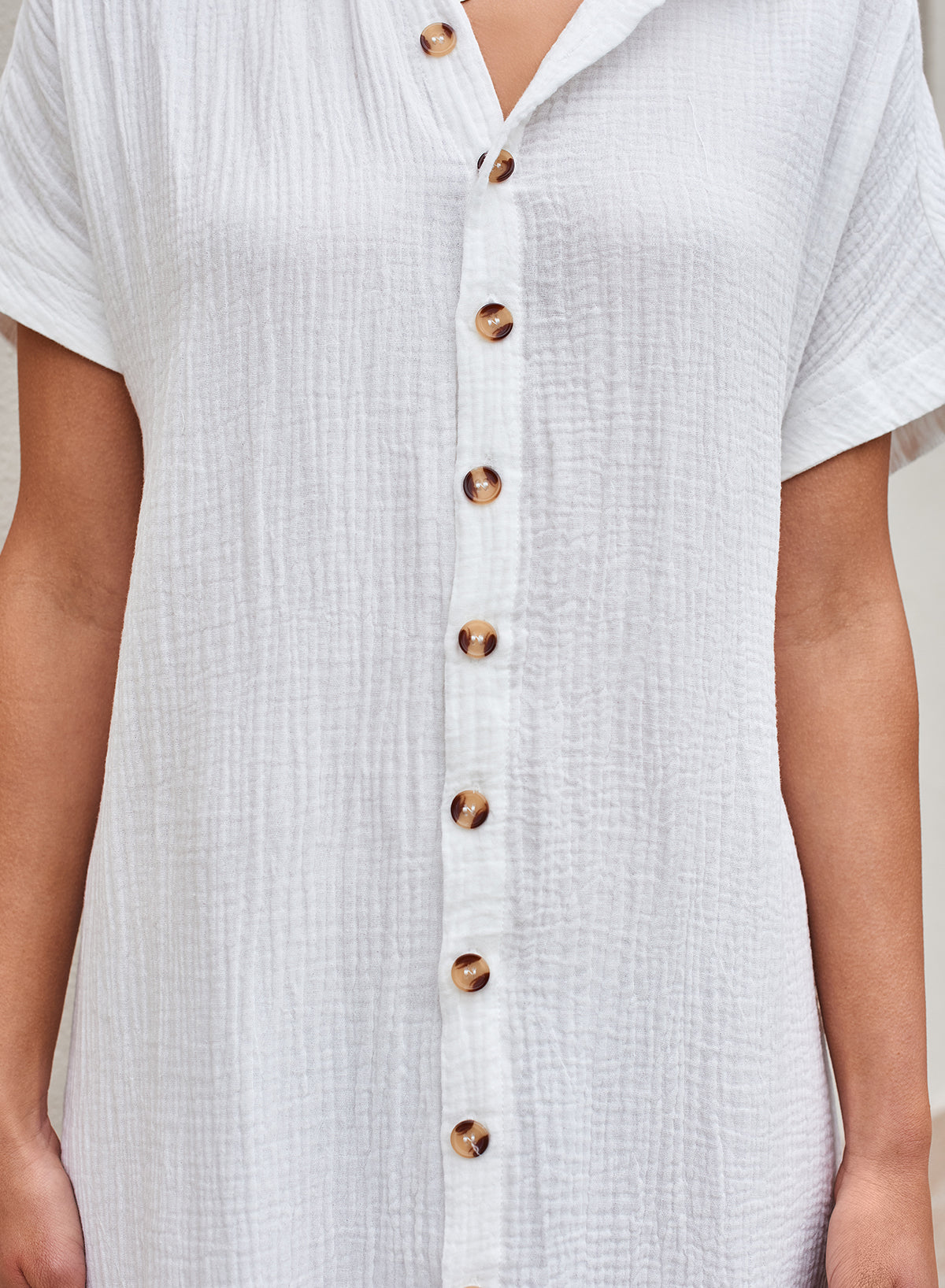 Emoswimsuit - White Solid Color Long Sun-proof Cardigan Cover Up