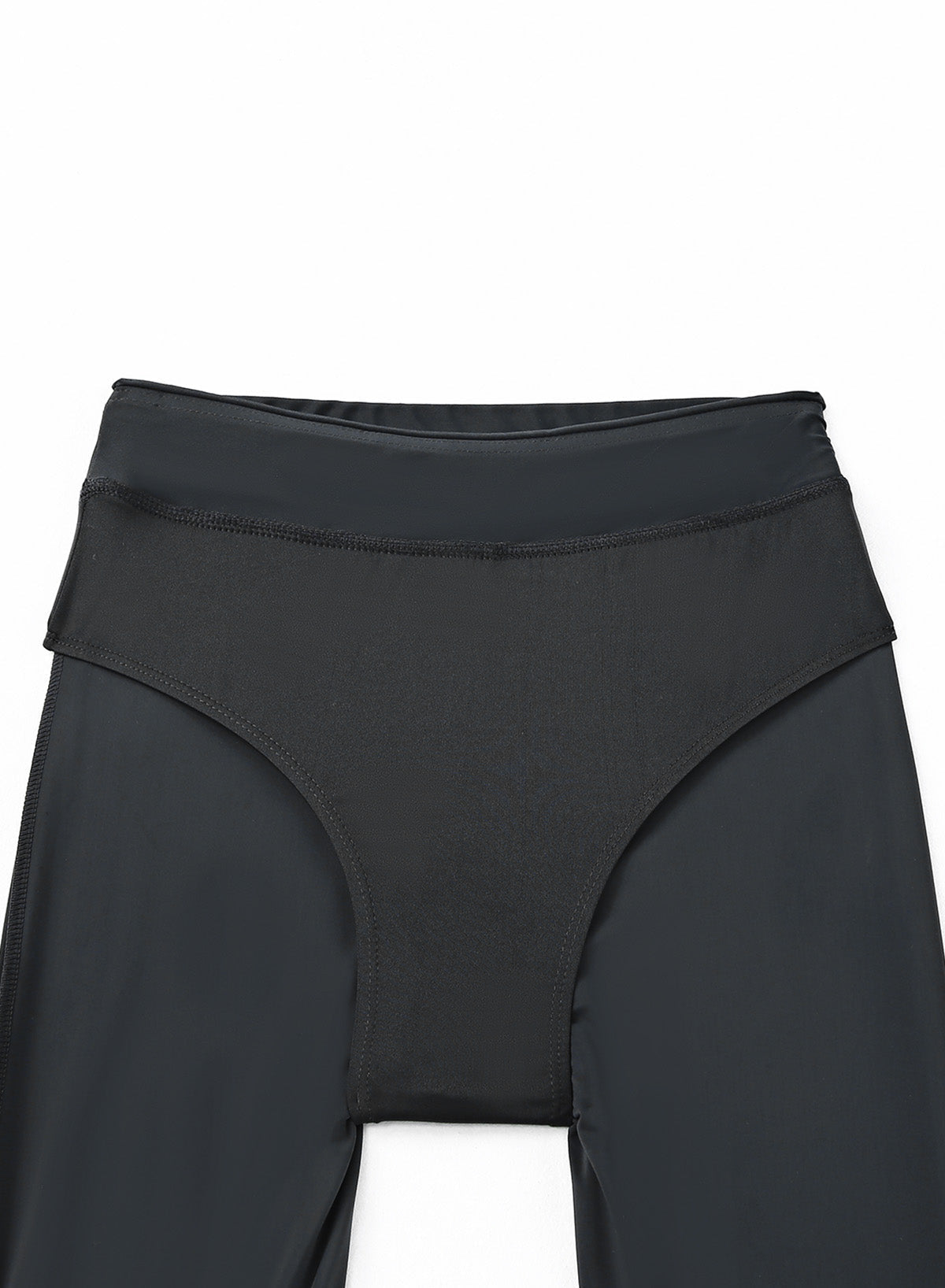 Emoswimsuit - Black Solid Color Tight Conservative High Waist Swim Short