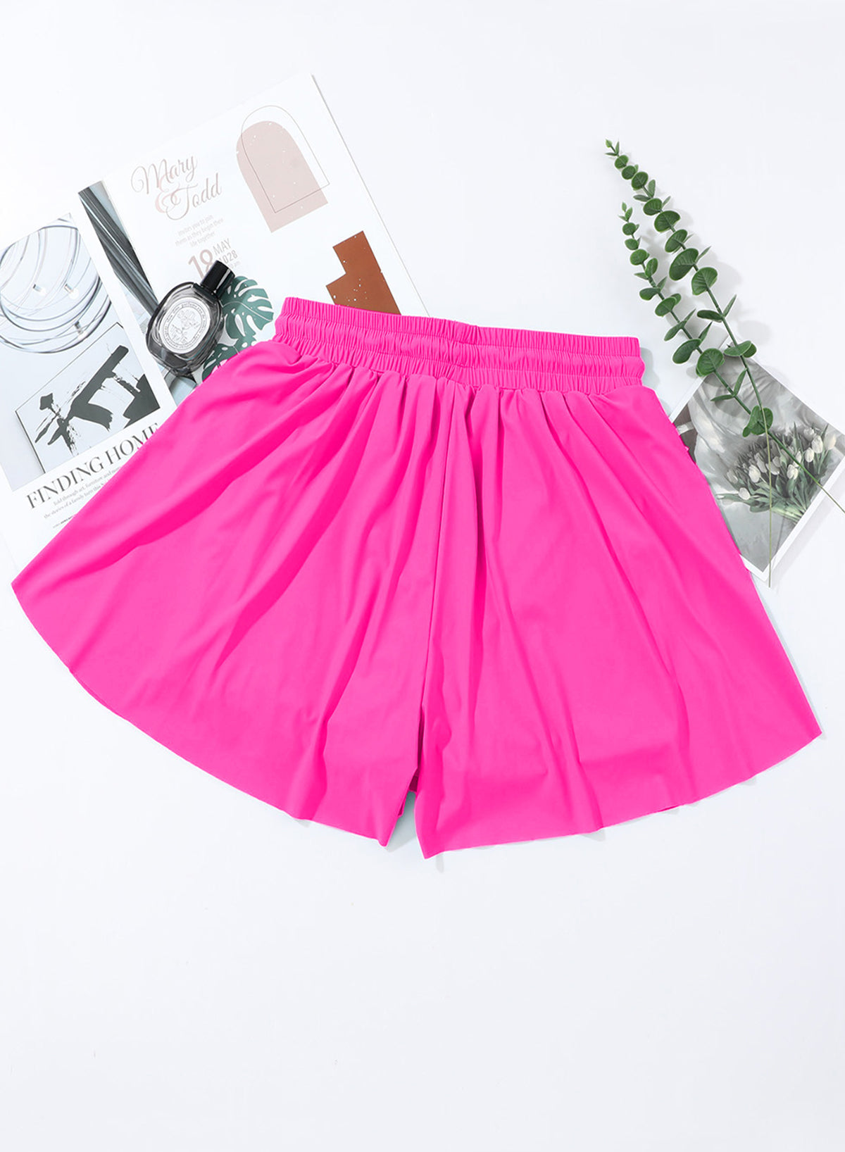 Emoswimsuit - Pink Solid Color Simple Versatile High Waist Swim Short