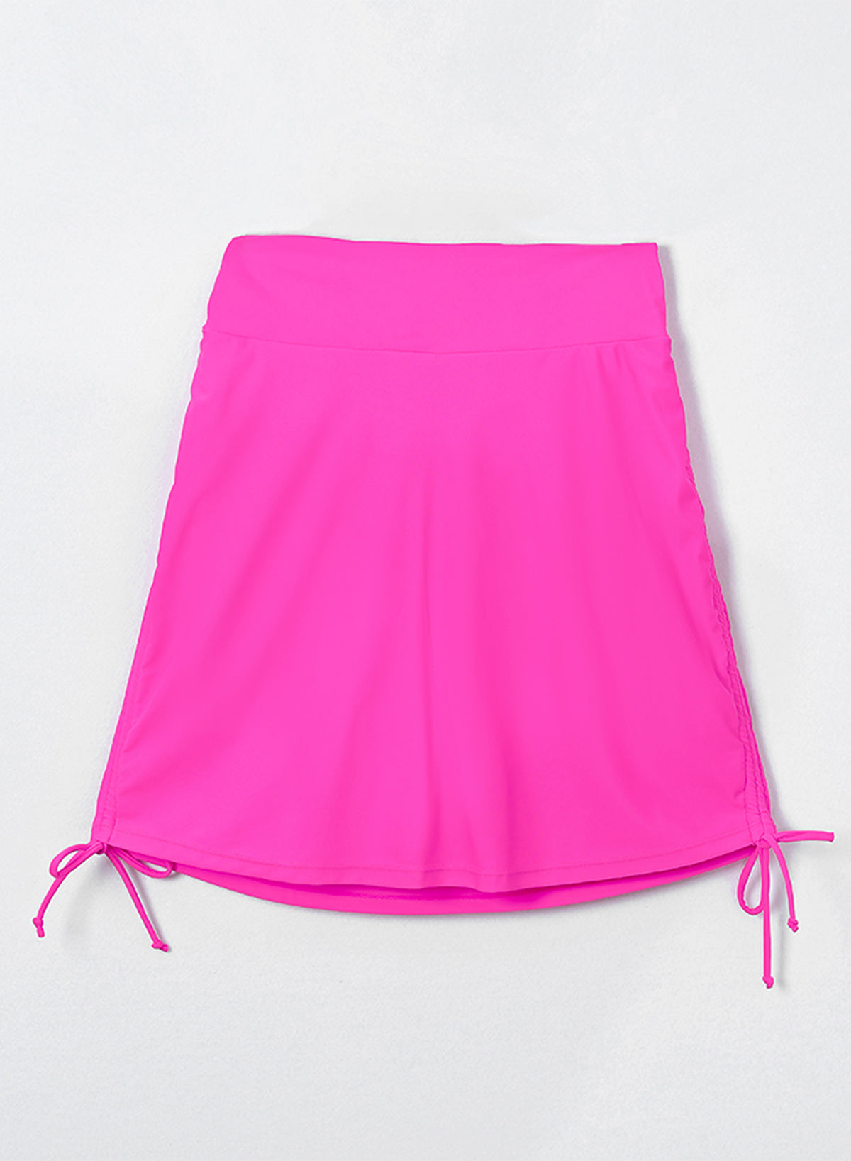 Emoswimsuit - Solid Color High Waist Pleated Skirt With Tie Swim Short