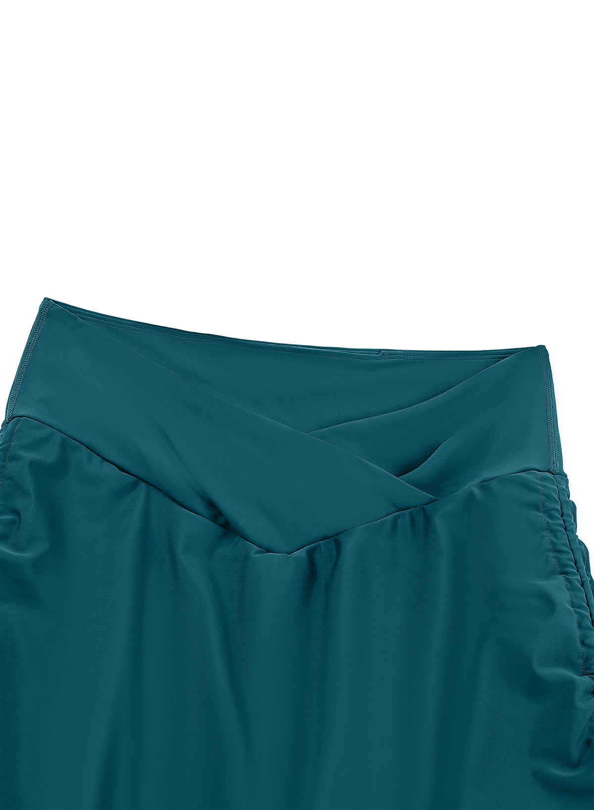 Emoswimsuit - Solid Color High Waist Pleated Skirt With Tie Swim Short