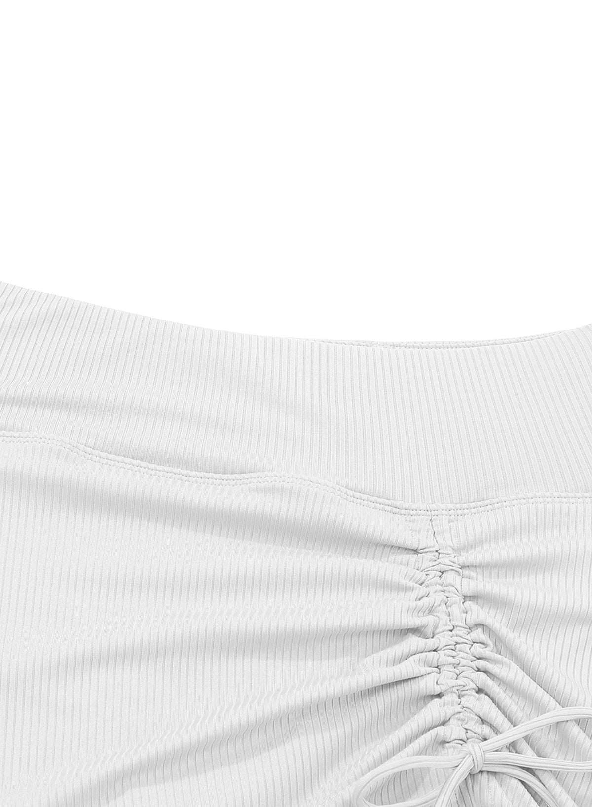 Emoswimsuit - White Solid Color High Waist Pleated Skirt With One Side Tie Swim Short