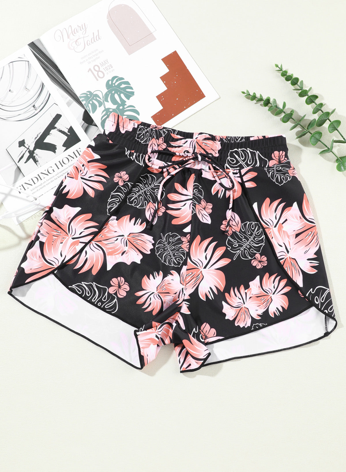 Emoswimsuit - Floral Print Simple High Waist Swim Short