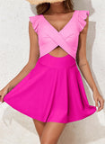 Emoswim - Women's One Piece Swimsuit Ruffle Cutout Swimdress Tummy Control V Neck Wrap Swimwear