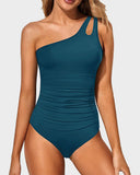 Emoswimsuit - One Shoulder One Piece Swimsuit for Women Tummy Control Bathing Suits