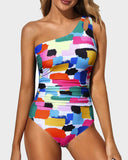 Emoswim - One Shoulder One Piece Swimsuit for Women Tummy Control Bathing Suits