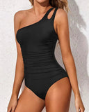 Emoswim - One Shoulder One Piece Swimsuit for Women Tummy Control Bathing Suits