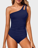 Emoswimsuit - One Shoulder One Piece Swimsuit for Women Tummy Control Bathing Suits