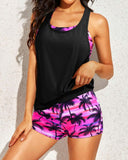 Emoswim - Women's 3 Piece Scoop Neck Criss Cross Tankini Swimsuits
