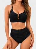 Womens High Waisted Bikini Sets U-Wire Criss Cross Straps Tummy Control Swimsuits